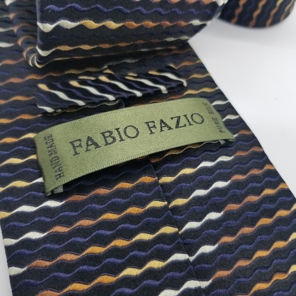 Fabio Fazio handmade black silk tie multicolor squiggles - Picture 3 of 3